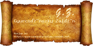 Gyurcsánszky Zalán névjegykártya
